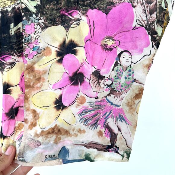 Maria Cher Berisso Lewis Viscose Pants Wide Leg Medium Hawaiian Floral - Picture 6 of 7